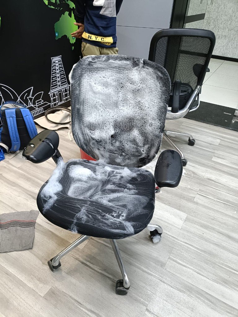 Office chair deep cleaning with professional foam by Perfect Cleaner