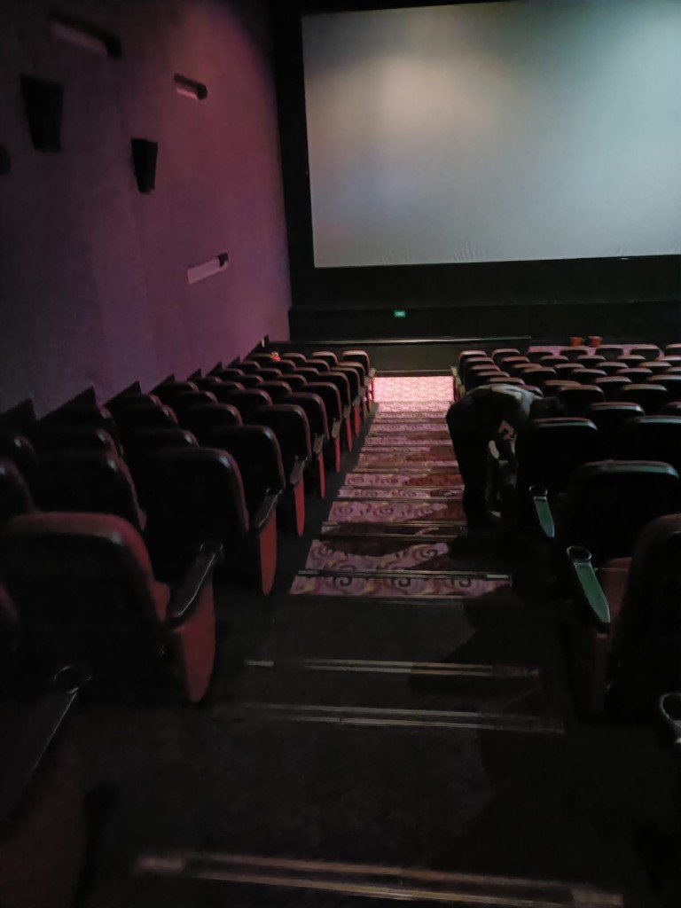 Cinema chair cleaning in a Vadodara theatre